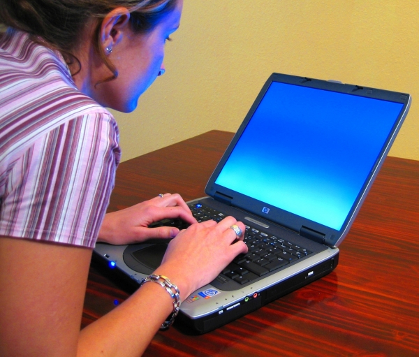 Frau an einem Laptop, dts Nachrichtenagentur