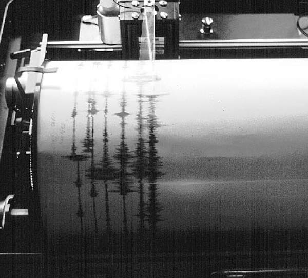 Seismograph bei der Aufzeichnung eines Erdbebens, dts Nachrichtenagentur