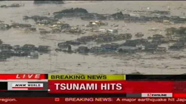 TV-Bilder des Sender NHK nach Erdbeben in Japan, dts Nachrichtenagentur