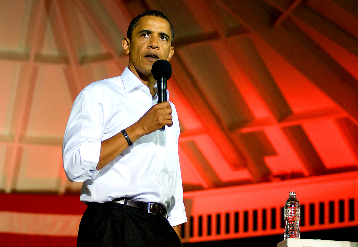 Barack Obama während seines ersten Präsidentschaftswahlkampfs