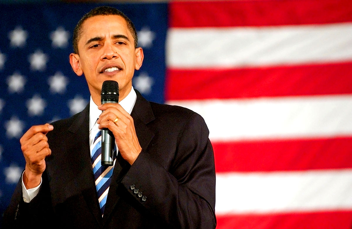 Barack Obama während seines ersten Präsidentschaftswahlkampfs