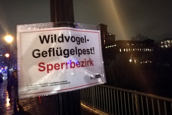Warnschild vor Geflügelpest in Berlin, über dts Nachrichtenagentur