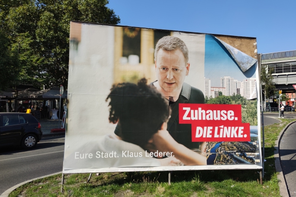 Linke-Wahlplakat mit Klaus Lederer, über dts Nachrichtenagentur