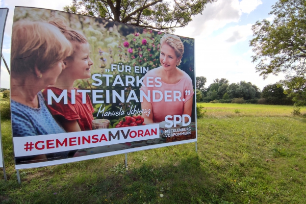 SPD-Plakat zur Landtagswahl Mecklenburg-Vorpommern 2021, über dts Nachrichtenagentur