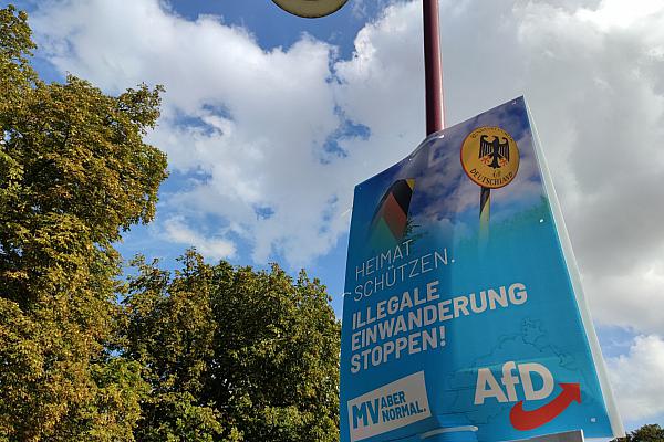 AfD-Plakat zur Landtagswahl Mecklenburg-Vorpommern 2021, über dts Nachrichtenagentur