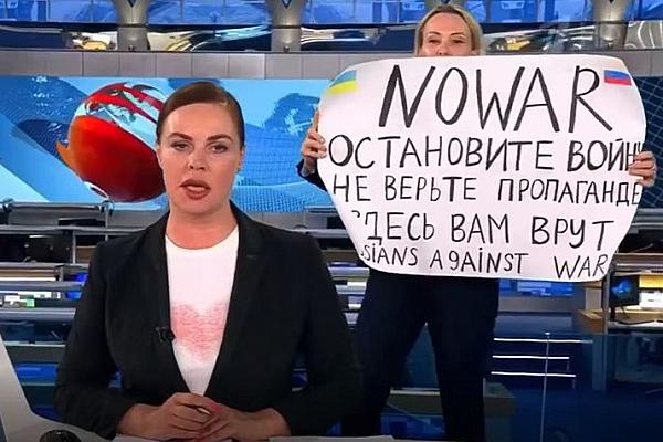 Protest im Russischen Fernsehen am 14.03.2022, über dts Nachrichtenagentur