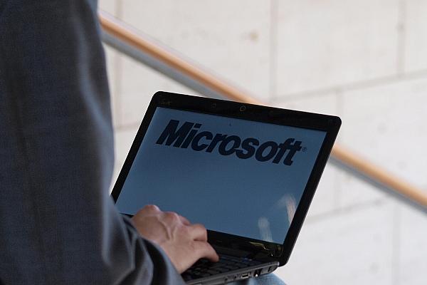 Microsoft-Logo auf einem Computer (Archiv), via dts Nachrichtenagentur