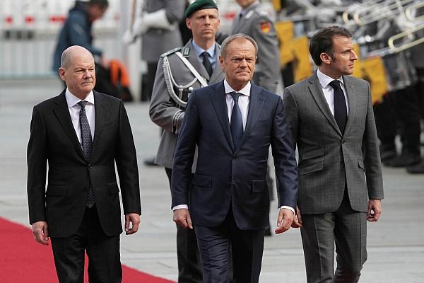Olaf Scholz, Donald Tusk, Emmanuel Macron am 15.03.2024, via dts Nachrichtenagentur