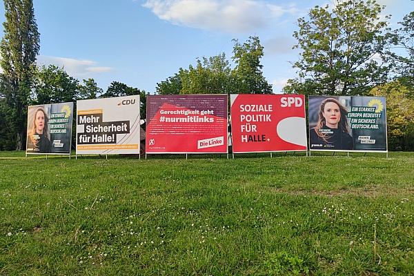 Wahlplakate zur Europawahl und Kommunalwahl in Sachsen-Anhalt am 02.05.2024, via dts Nachrichtenagentur