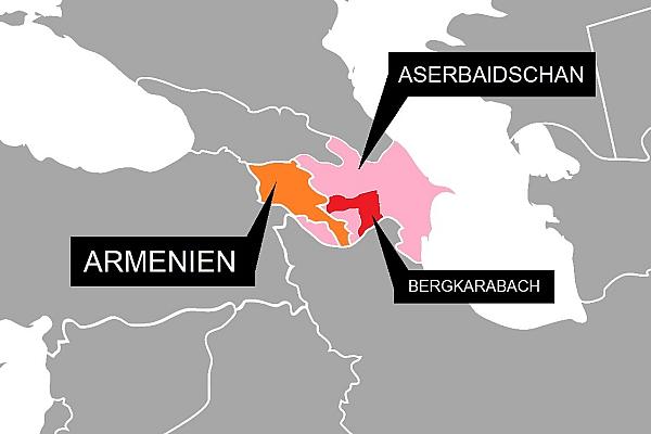 Karte mit Armenien, Aserbaidschan und Bergkarabach (Archiv), via dts Nachrichtenagentur